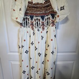 BloomChic Cream and Blue Maxi Dress 14/16 XL